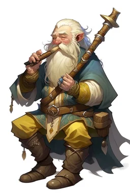 teenage blonde bard mountain dwarf with silver flute dnd