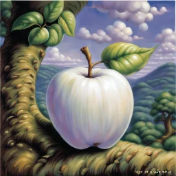 fantasy 90's tcg art of a white apple