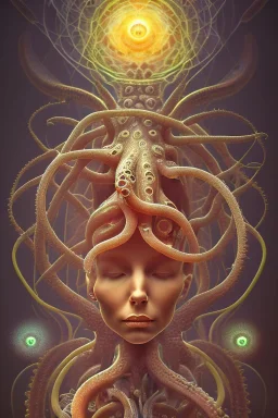 Spiritual being with Tentacles wrapping around brain cells