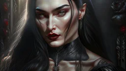 Stunningly gorgeous femme fatale as mortiça addams, full body portrait, perfect face, beautiful eyes, black dress, ring light, Black lipstick, hyper realist, hyper detailed, intricated, realistic shading, unreal engine, octane, final fantasy, karol bak, greg rutkowski, rossdraws, artgerm, wlop, vallejo