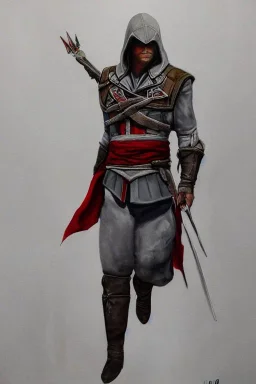 Full body portrait, painting, medium shot lady style of assassin's Creed