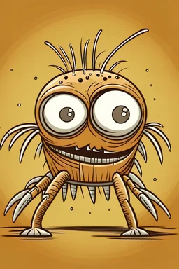 cartoon version of a demodex blepharitis mite waving at the camera
