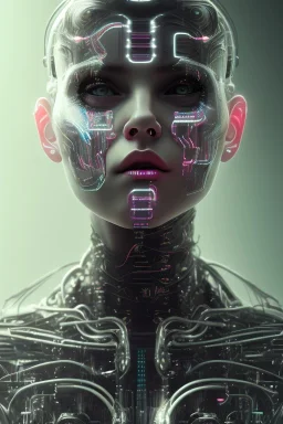 cyberpunk, head, women, portrai, face cry, black eyes, tron, cyborg, robot, cyborg, white hair, seven , perfekt, real, dream, hr giger