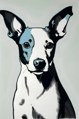 portrait of american rat terrier with all gray face by andy warhol
