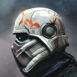 photorealistic luke skywalker helmet with weathered painting , illustration on coarse canvas by <agnes cecile> and <Yoji Shinkawa>, ornate and intricate details , soft smooth lighting, ultra detailed concept art,