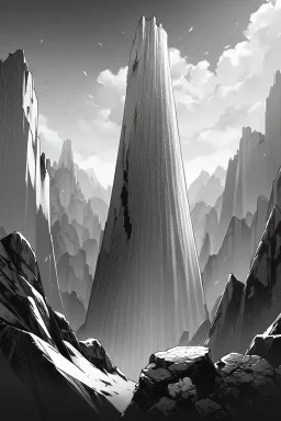 A meadow ends on a cliff., greyscale