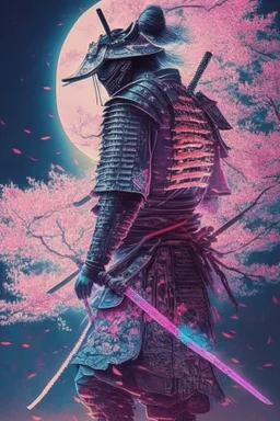 Mystical samurai emitting an aura