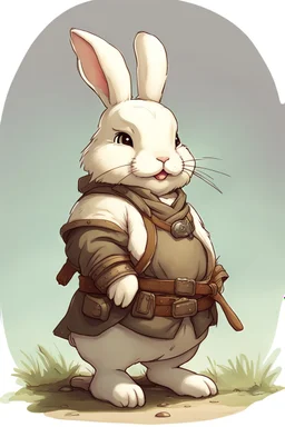 Cute fat bunny floppy ears adventurer dnd art realism