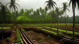 A photograph of a palm oil nursery in asia.