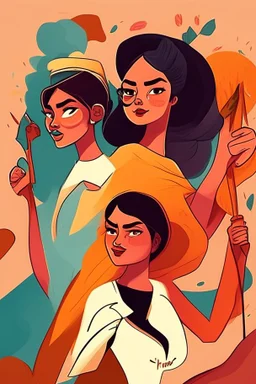 Create an illustration that women's rights and empowerment, style cartoon