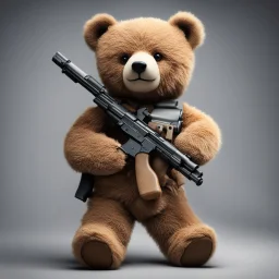 Teddy bear holding an AK-47