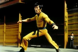 bruce lee,,in,his,prime,doing,flying,kick