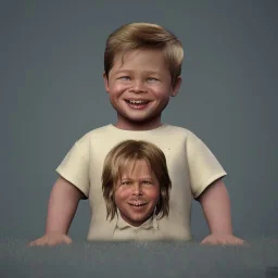 Brad Pitt toddler, smile, full body, hyper realistic