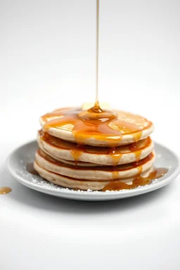 Pancake,syrup splash, blurry,white background,wide angle close-up,delicious,Cyberpunk