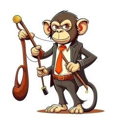 dwarf a guy with a whip making music monkey wearing a tie in a bar