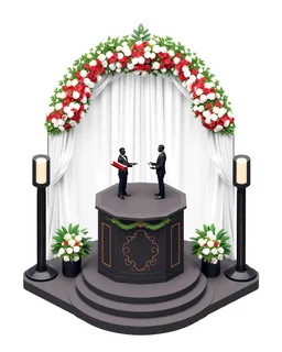 a wedding podium, isometric