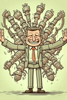 a happy boss with many arms