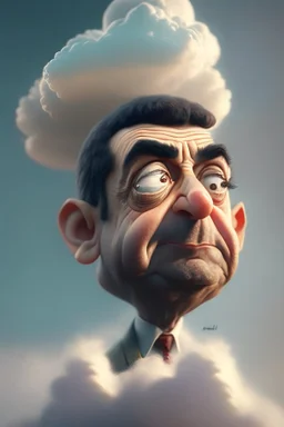 mr bean as a cloud, 4k, trending on artstation, depth of field, high detail, backlit