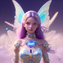 fairy in a blue and violet landsacape with multicolored crystals falling from the sky, full of details, smooth, bright sunshine，soft light atmosphere, light effect，vaporwave colorful, concept art, smooth, extremely sharp detail, finely tuned detail, ultra high definition, 8 k, unreal engine 5, ultra sharp focus