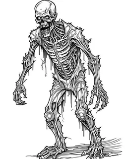 real massive zombie, coloring image, full body (((((white background))))), only use an outline., real style, line art, white color, clean line art, white background, Sketch style