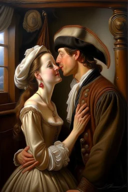 Historical oil painting expressing love Photorealistic