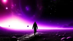 matrix universe, space, planets, god creation walking on light, purple