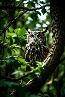 Photo of an owl in a tree