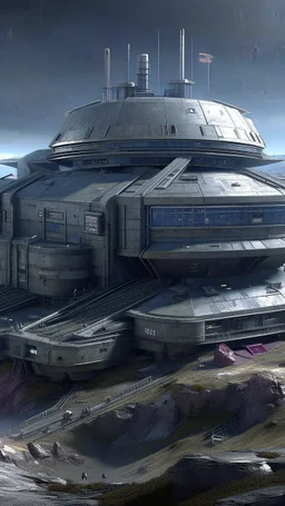 An abandoned castle from the future, asteroid mining construction