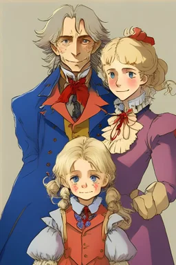 Portrait of Howl Jenkins Pendragon, Sophie Hatter Pendragon, and their son Morgan Jenkins Pendragon from howls moving castle.