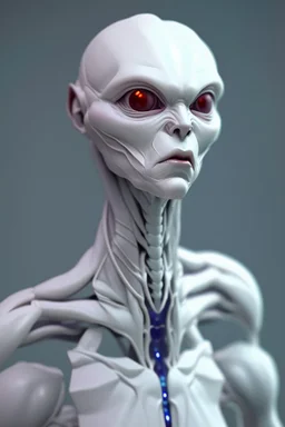 White humanoid creature alien, sharp, extremely high detail, 4k uhd