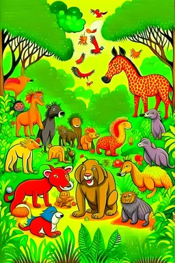 All animals in jungle