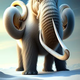 dwarfy white woolly mammoth fantasy, long fur