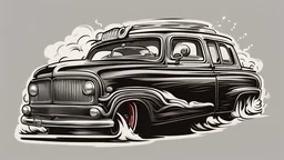 Cartoon drifting oldschool 1952 GMC Suburban burnout logo