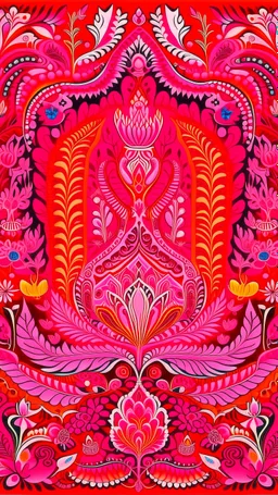 A pink fiery realm designed in Kuna Molas