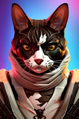 Portrait of an intimidating cat, borderlands style