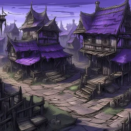 A violet abandoned plague town designed in Heidrun manuscripts