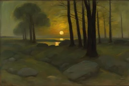 trees, night, rocks, hans am ende, and henry luyten impressionism paintings