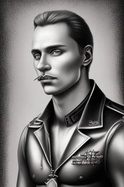 Portrait of Matti Nykänen painted like tom of finland