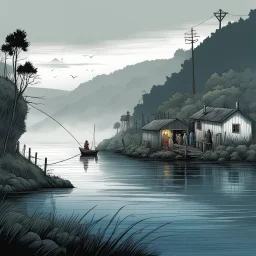 [illustration by Marcel Gotlib] a small fishing village on the mystical island of Chiloé, shrouded in fog and mystery. The villagers whisper about the ancient creatures that lurk in the shadows, tales passed down through generations. One night, a young fisherman named Mateo sets out to sea, unaware of the dangers that await him. As he casts his nets into the dark waters, a creature unlike any he has ever seen emerges from the depths. With the body of a fish and the face of a human, it is a La Pi