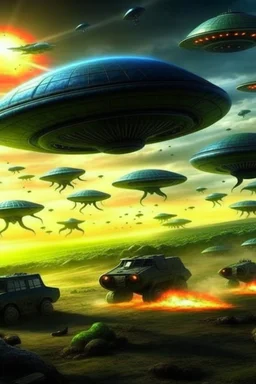 Battle aliens invade the earth and confront the planes