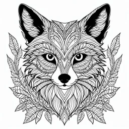 fox, realistic, coloring page, Animal, mandala, coloring book, clean line art, wildlife-inspired, kid style, –no sketch, color, –ar 3:4, white background, minimalistic black lines, 8k, minimal black color, low level black colors, coloring page, use pure black and white colors, avoid thick black colors, thin black line art, avoid colors, perfect shape, perfect clear lines, clear edges, fill total edges, exact perfect edges, not use black colors, dont use black colors