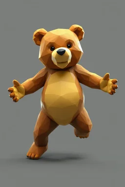 high poly teddy bear fighter with outstretched arms