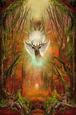 deer god angel color forest