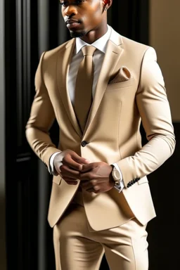 McKenzie Washer in a beige suit.