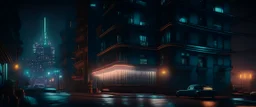 Retrofuturism, harlem at night, contemporary, frontal perspective, full shot view, urban landscape, night view, 8k, high resolution, realistic rendering, Cinematic, darkmood