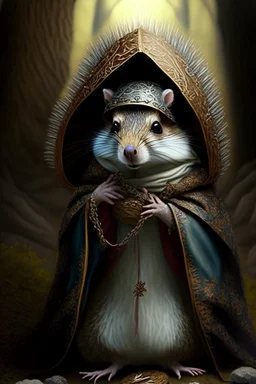 squirrel hedgehog mix being a cleric of death hood on