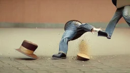 man throws hat on ground and stomps on it