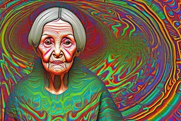 very old woman psychedelic image