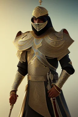 portrait, Arabian Knight , masked, full body, armor, 8k resolution