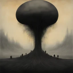 eldritch ruminations on horror, Surreal horror, style by Duy Hunyh and Zdzislaw Beksinski and Victor Pasmore and Ben Goossens, deep-seeded fear of the dark, unsettling, sinister abstraction, watercolor and ink, pointillism